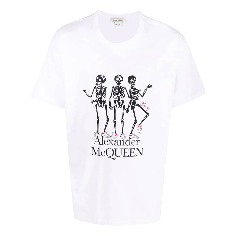 ALEXANDER MCQUEEN 亚历山大.麦昆 男士棉质 Sneaker 骷髅印花圆领短袖T恤 白色 682530 QSZ62 0900