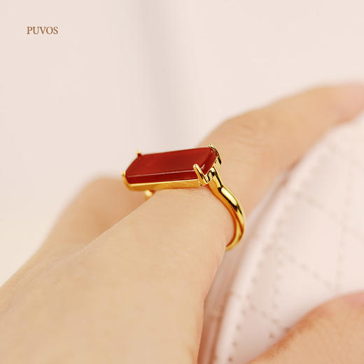 预售|PUVOS普沃斯欧美时尚复古长方形百搭天然石戒指 .潮快闪[福利品] 商品图4