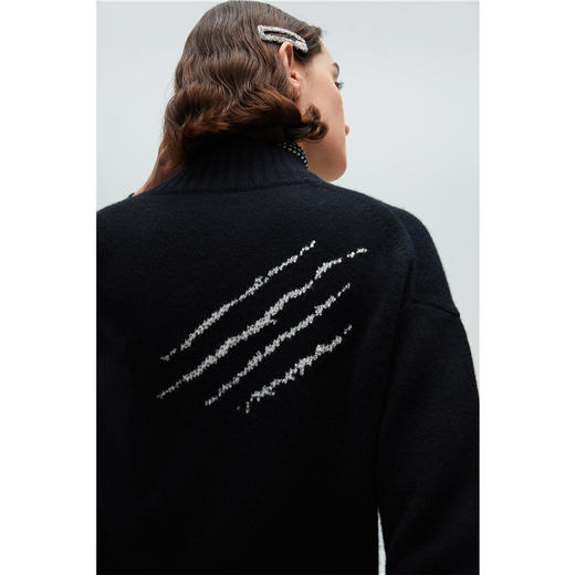 珍贝高领烫饰提花女衫H61060 商品图3