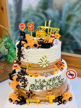 双层挖挖机工程车奶油蛋糕 下单前请仔细阅读商品详情