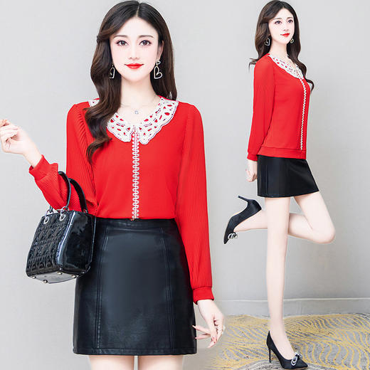 YWE 2511气质减龄娃娃领长袖打底小衫 【优】 商品图0