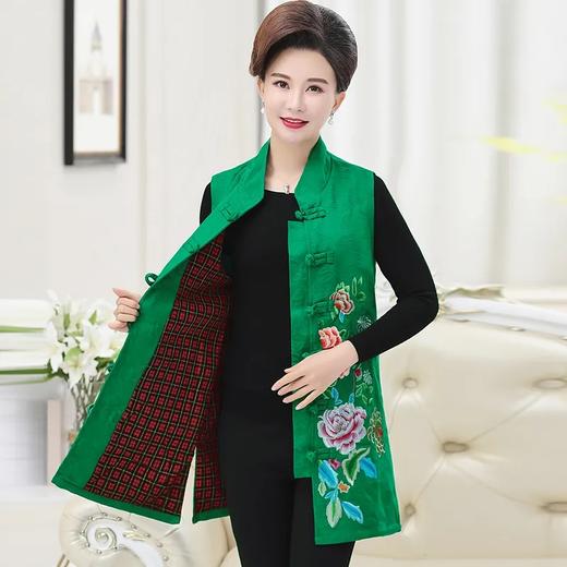 DT186 唐装马甲新款妈妈装外套民族风中长款绣花马夹背心 商品图4