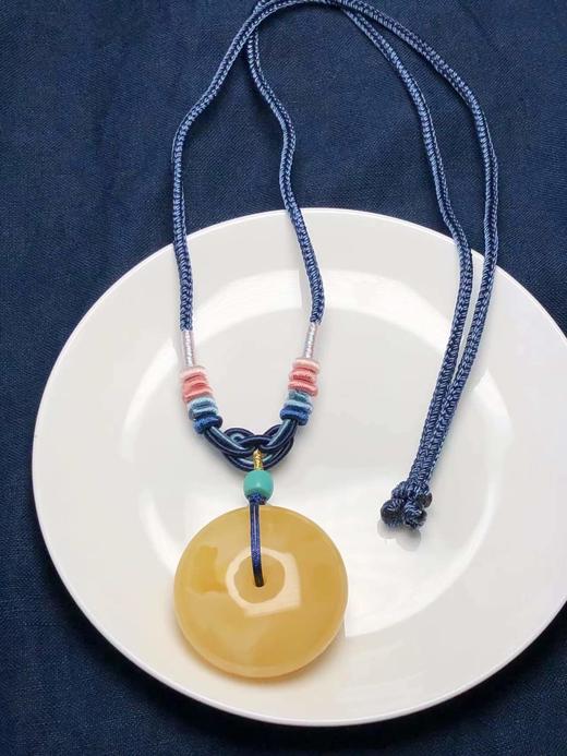 精品俄料蜜蜡 大平安扣配绿松石 顶珠吊坠P08 饰品美物 商品图1