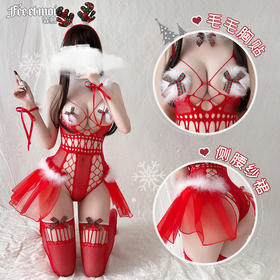 霏慕情趣内衣性感圣诞麋鹿网衣睡衣制服套装诱惑透明服装