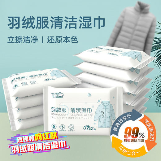 【9.9元抢羽绒服清洁】无需水洗羽绒服清洁湿巾 快速清洁污垢 独立包装一次性擦拭小包装去污干洗湿巾 商品图1