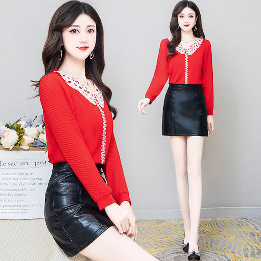 YWE 2511气质减龄娃娃领长袖打底小衫 【优】 商品图4