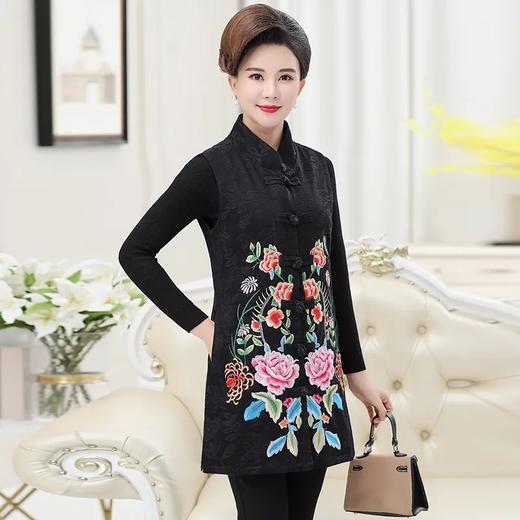 DT186 唐装马甲新款妈妈装外套民族风中长款绣花马夹背心 商品图1