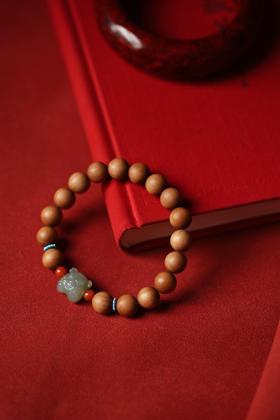 【青山特惠】老山檀香原创10mm搭配和田玉虎头 y13