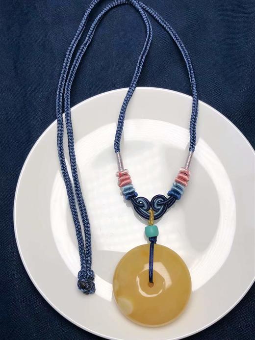 精品俄料蜜蜡 大平安扣配绿松石 顶珠吊坠P08 饰品美物 商品图4