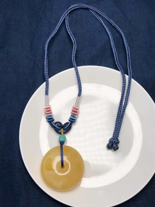 精品俄料蜜蜡 大平安扣配绿松石 顶珠吊坠P08 饰品美物 商品图2