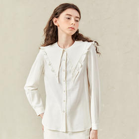 famecoco范可儿娃娃领衬衫女春装设计感衬衣F221BA010