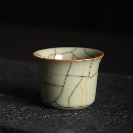 项世豪龙泉青瓷传世哥窑金丝铁线品茗杯45ml642cm