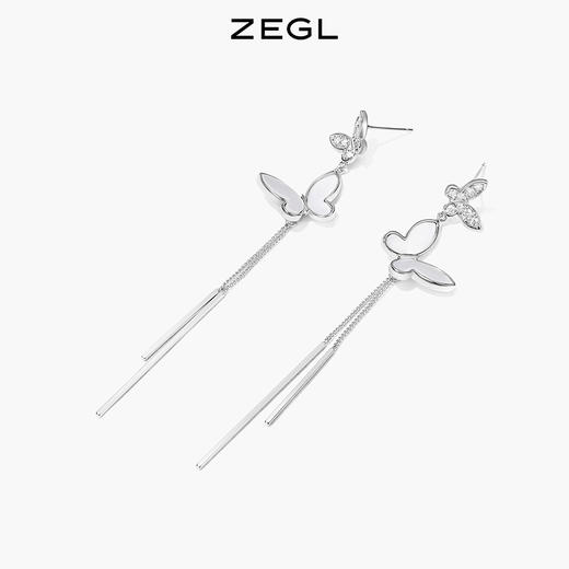 ZEGL蝴蝶流苏耳环女长款小众设计感高级贝壳耳钉925银针秋冬耳饰 商品图1