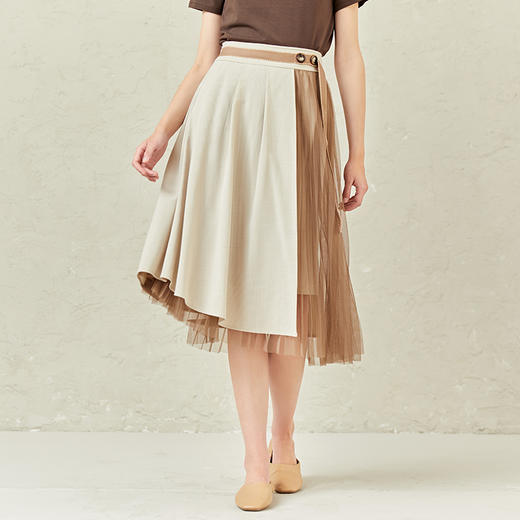 famecoco范可儿半身裙设计感小众不规则网纱裙F221HA007 商品图2