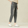 famecoco范可儿破洞牛仔裤女设计感小众直筒裤F221GA011 商品缩略图3
