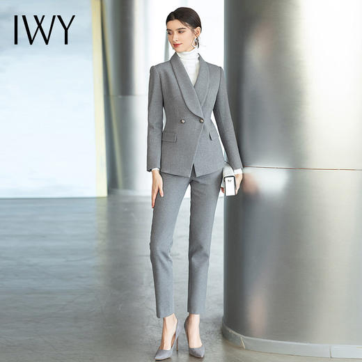 IWY/灰色女装西装套装修身职业装时尚气质名媛干练总裁商务正装女CP1473 商品图2