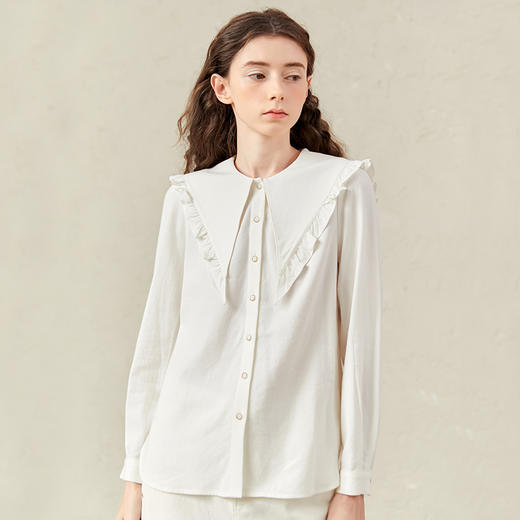 famecoco范可儿娃娃领衬衫女春装设计感衬衣F221BA010 商品图1