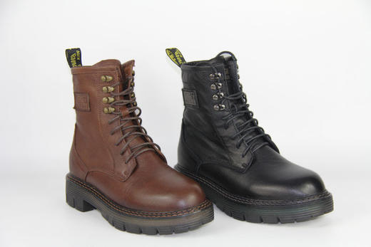 豪行冬款20492688马丁靴女英伦风百搭靴子加绒保暖真皮雪地高帮靴 专柜正品 商品图1