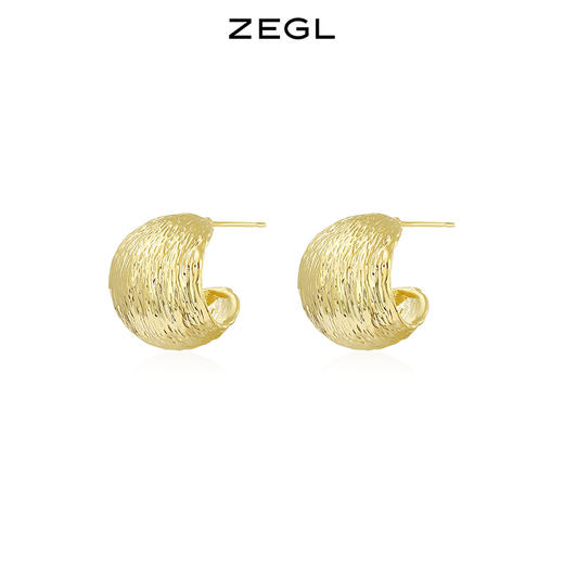 ZEGL复古褶皱耳环女ins高冷欧美耳钉小众设计感925银针秋冬耳饰品 商品图0