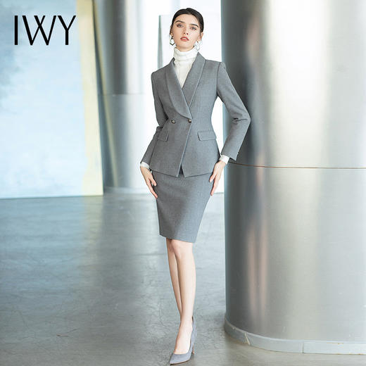 IWY/灰色时尚名媛气质职业装小个子西装套装高端酒店经理工作服OL CS1473 商品图1