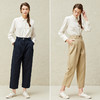 Famecoco范可儿宽松阔腿裤女早春卡其色休闲裤F221GA019 商品缩略图4
