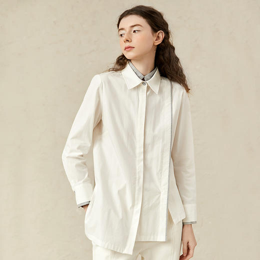 Famecoco范可儿白衬衫法式小众别致小上衣女F221BH005 商品图2