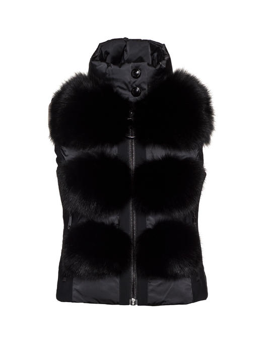 Goldbergh - Chic Bodywarmer Real Fur - Black - 戈德堡 - 背心 - 黑色 商品图0