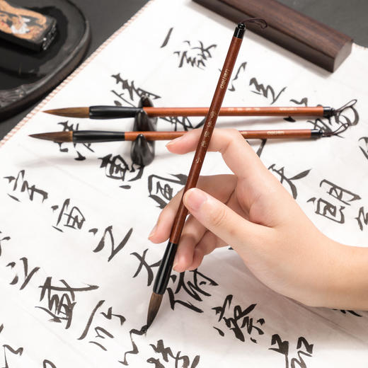 得力毛笔套装36005狼豪/36006兼毫(原木色)(3支/袋) 商品图2