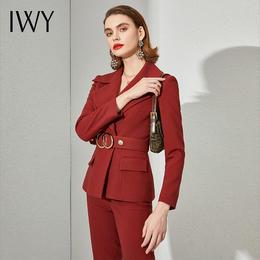 IWY/气质红色西装商务女英伦风时尚干练套装职业装主持人总裁年会正装 CPS1390