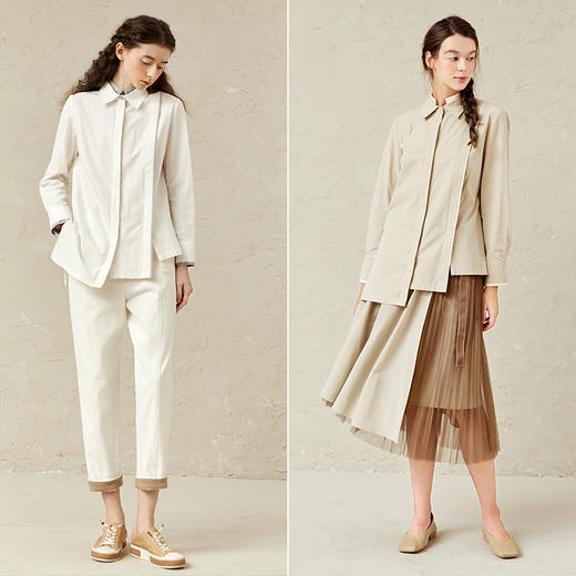 Famecoco范可儿白衬衫法式小众别致小上衣女F221BH005 商品图4