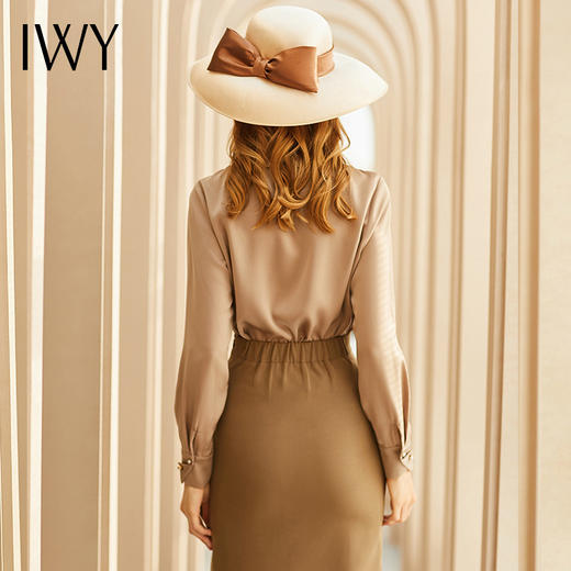 IWY/卡其色咖色断面优雅衬衫百搭内搭衬衫 B419 商品图2