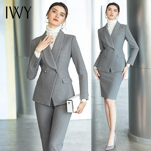 IWY/灰色女装西装套装修身职业装时尚气质名媛干练总裁商务正装女CP1473 商品图0