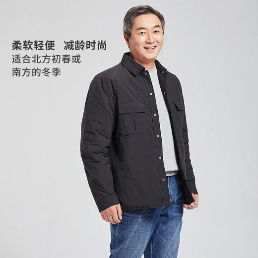 银发无忧男士棉服中老年人秋冬季新款保暖翻领外套加厚上衣爸爸装 商品图3