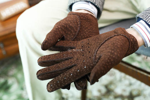 hestra珍稀野猪麂皮驾驶手套棕褐色
