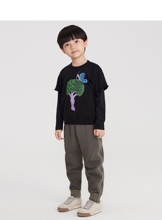 江南布衣童装22春装新款男女童拼接套头卫衣1MB400270 商品图5