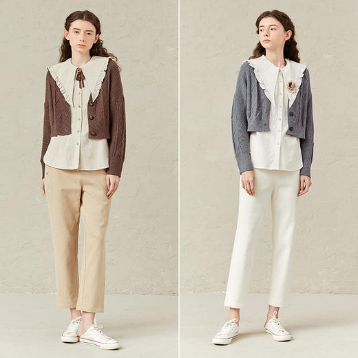 Famecoco范可儿裤子女春季时尚百搭宽松休闲裤F221GA014 商品图4