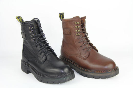 豪行冬款20492688马丁靴女英伦风百搭靴子加绒保暖真皮雪地高帮靴 专柜正品 商品图3