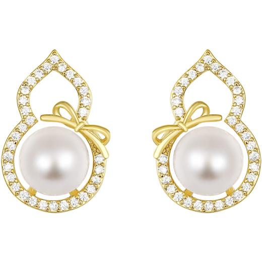 ZEGL天然珍珠葫芦耳钉女高级感轻奢气质耳环复古925银针秋冬耳饰 商品图6