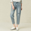 famecoco范可儿破洞牛仔裤女设计感小众直筒裤F221GA011 商品缩略图1