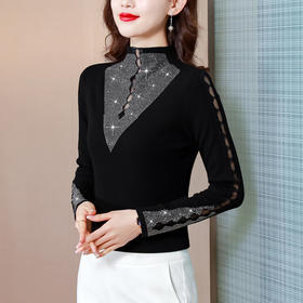 2022春季新款韩版修身长袖烫钻打底衫女 CXHL8235