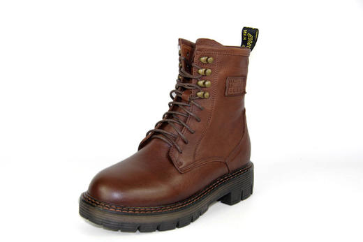 豪行冬款20492688马丁靴女英伦风百搭靴子加绒保暖真皮雪地高帮靴 专柜正品 商品图0