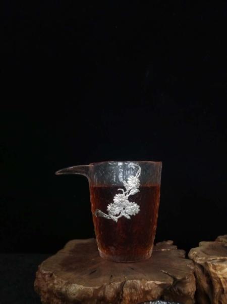 华艺银坊 雅菊四件套 可单选  家用茶具办公会客茶具  人工无铅玻璃杯 商品图2