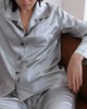 【清仓折扣】伽罗 JALO 亮面素绉缎银灰色真丝家居服套装 商品缩略图0