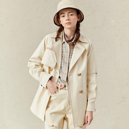 Famecoco范可儿外套春季收腰风衣女中长款F221AA002 商品图2