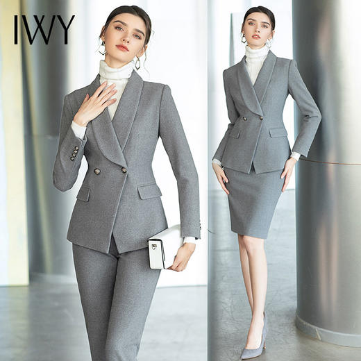 IWY/灰色时尚名媛气质职业装小个子西装套装高端酒店经理工作服OL CS1473 商品图0
