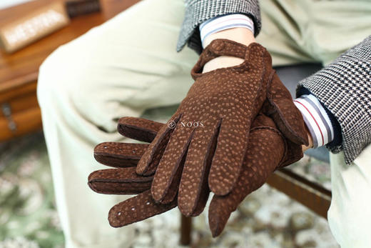 hestra珍稀野猪麂皮驾驶手套棕褐色