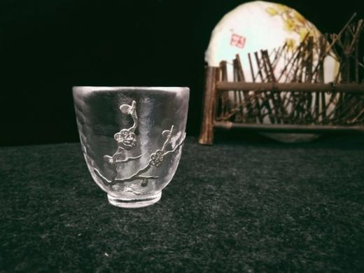 华艺银坊 梅兰竹菊茶杯四件套 可单选 家用茶杯 办公会客茶杯 人工无铅玻璃杯 商品图2