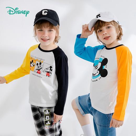 迪士尼童装男童T恤米奇系列撞色长袖T恤亲肤透气春新品 商品图2