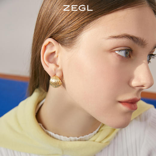 ZEGL复古褶皱耳环女ins高冷欧美耳钉小众设计感925银针秋冬耳饰品 商品图4