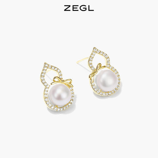 ZEGL天然珍珠葫芦耳钉女高级感轻奢气质耳环复古925银针秋冬耳饰 商品图1